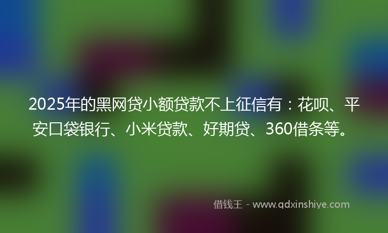 2025年的黑网贷小额贷款不上征信有：花呗、平安口袋银行、小米贷款、好期贷、360借条等。