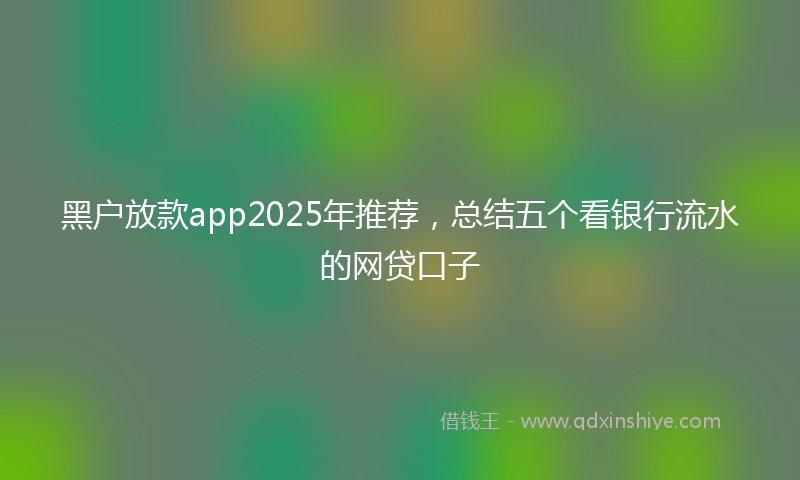 黑户放款app2025年推荐，总结五个看银行流水的网贷口子