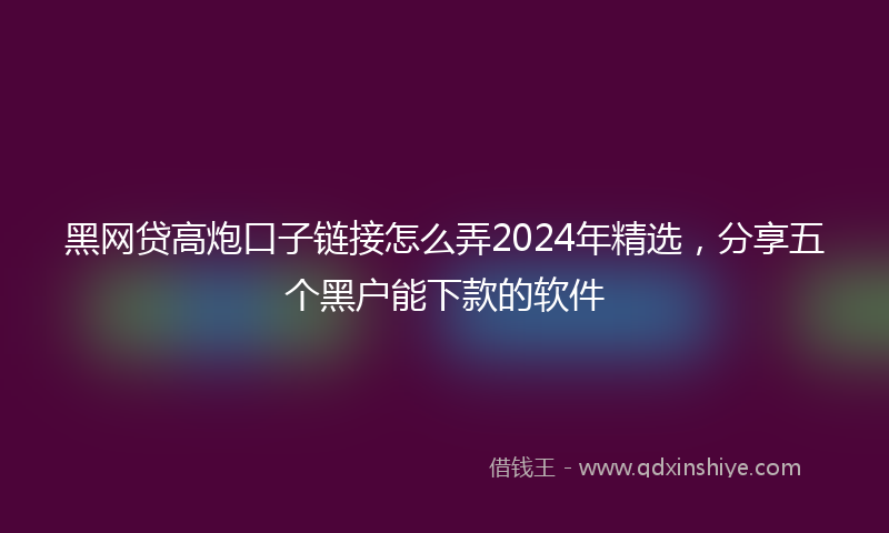 黑网贷高炮口子链接怎么弄2024年精选，分享五个黑户能下款的软件