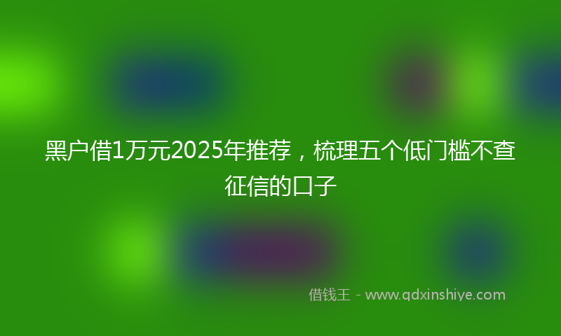 黑户借1万元2025年推荐，梳理五个低门槛不查征信的口子