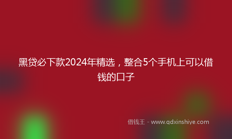 黑贷必下款2024年精选，整合5个手机上可以借钱的口子