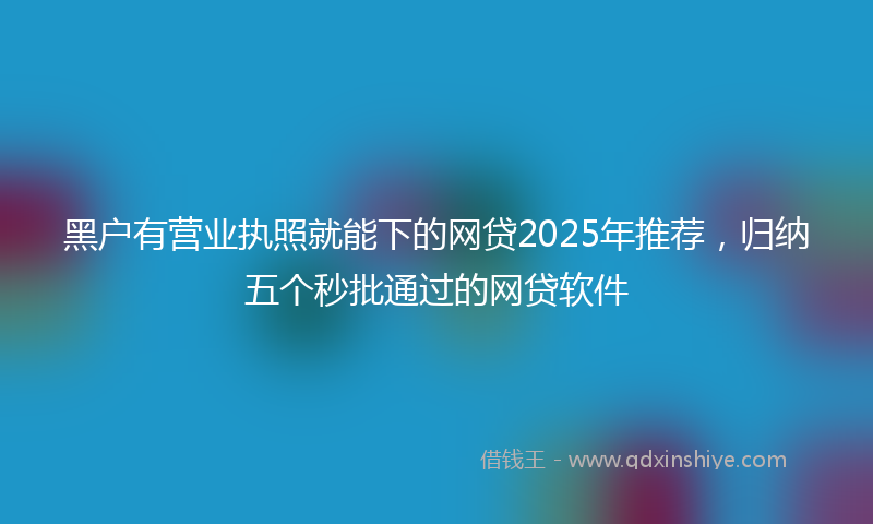 黑户有营业执照就能下的网贷2025年推荐，归纳五个秒批通过的网贷软件