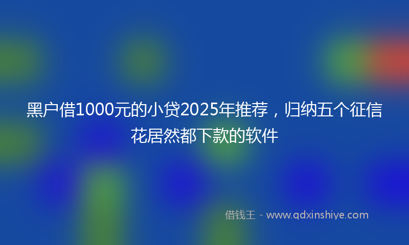 黑户借1000元的小贷2025年推荐，归纳五个征信花居然都下款的软件