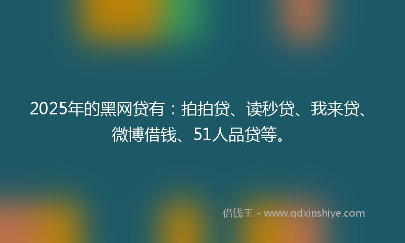2025年的黑网贷有：拍拍贷、读秒贷、我来贷、微博借钱、51人品贷等。