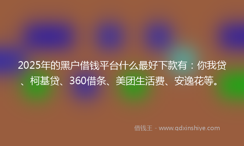 2025年的黑户借钱平台什么最好下款有：你我贷、柯基贷、360借条、美团生活费、安逸花等。