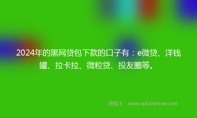 2024年的黑网贷包下款的口子有：e微贷、洋钱罐、拉卡拉、微粒贷、投友圈等。