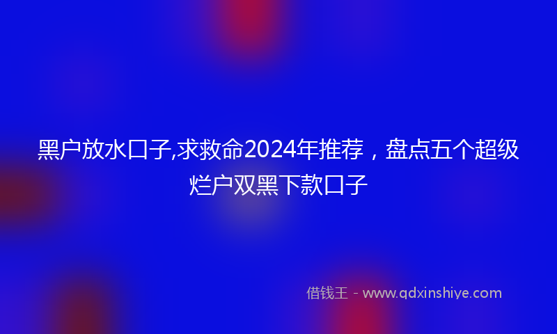 黑户放水口子,求救命2024年推荐，盘点五个超级烂户双黑下款口子