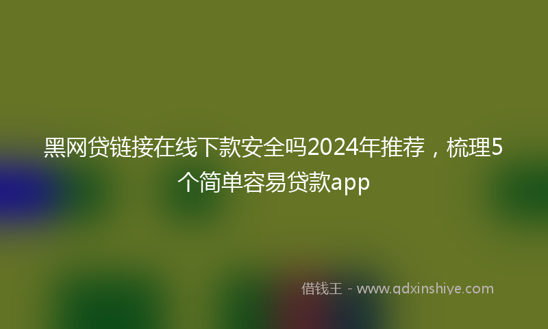 黑网贷链接在线下款安全吗2024年推荐，梳理5个简单容易贷款app