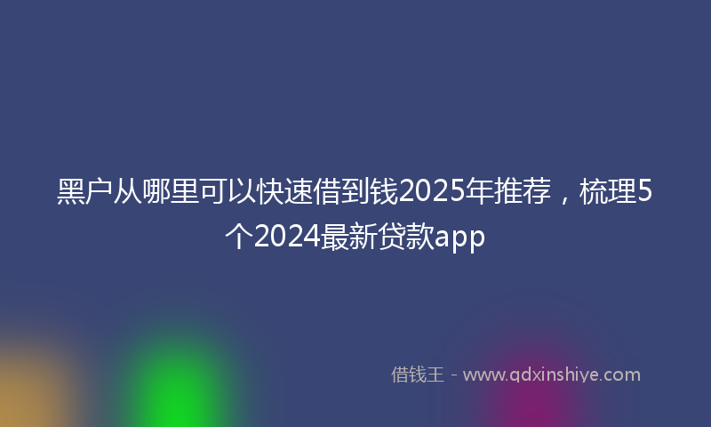 黑户从哪里可以快速借到钱2025年推荐，梳理5个2024最新贷款app