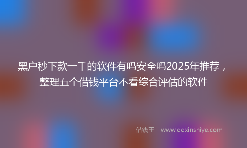 黑户秒下款一千的软件有吗安全吗2025年推荐，整理五个借钱平台不看综合评估的软件