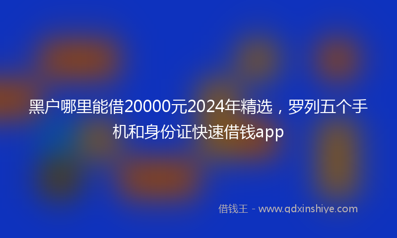 黑户哪里能借20000元2024年精选，罗列五个手机和身份证快速借钱app