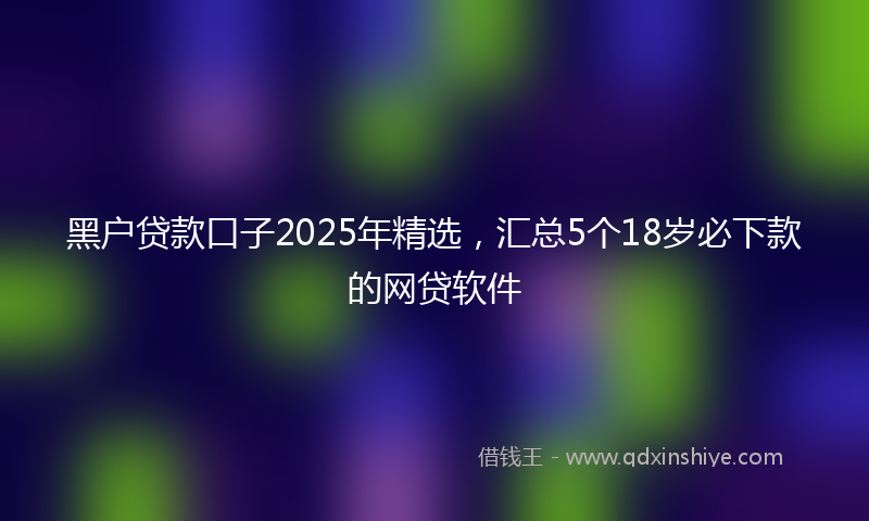 黑户贷款口子2025年精选，汇总5个18岁必下款的网贷软件