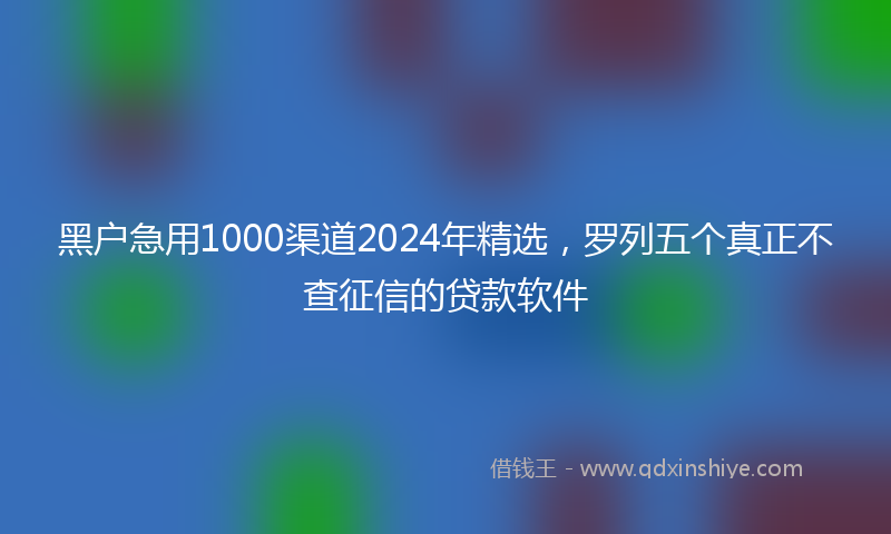 黑户急用1000渠道2024年精选，罗列五个真正不查征信的贷款软件