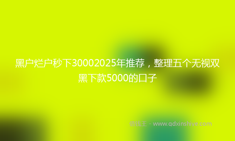 黑户烂户秒下30002025年推荐，整理五个无视双黑下款5000的口子