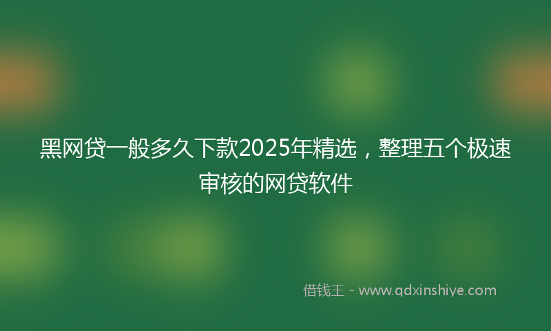 黑网贷一般多久下款2025年精选，整理五个极速审核的网贷软件