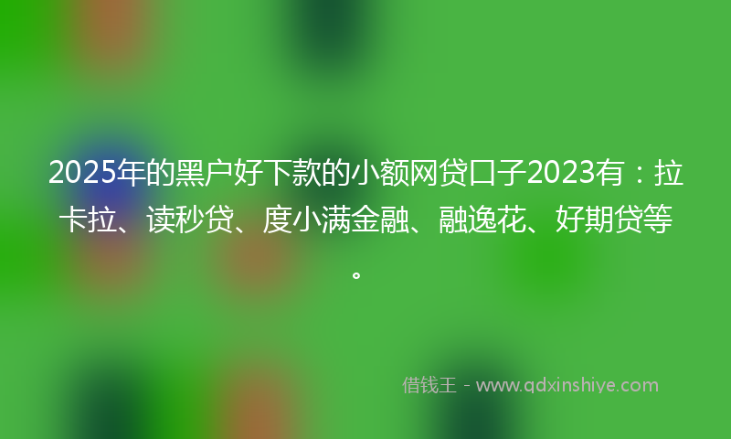 2025年的黑户好下款的小额网贷口子2023有：拉卡拉、读秒贷、度小满金融、融逸花、好期贷等。