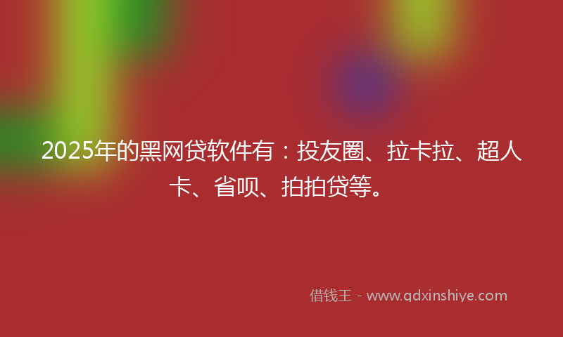 2025年的黑网贷软件有：投友圈、拉卡拉、超人卡、省呗、拍拍贷等。