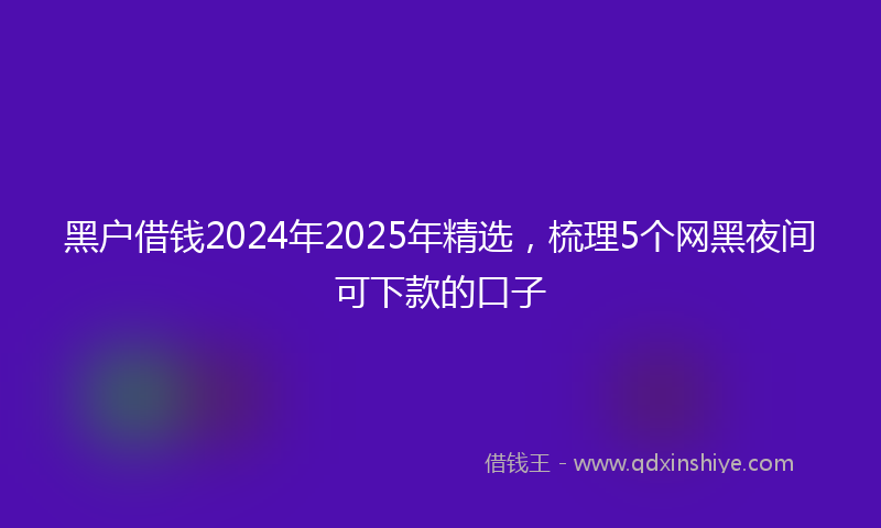 黑户借钱2024年2025年精选，梳理5个网黑夜间可下款的口子