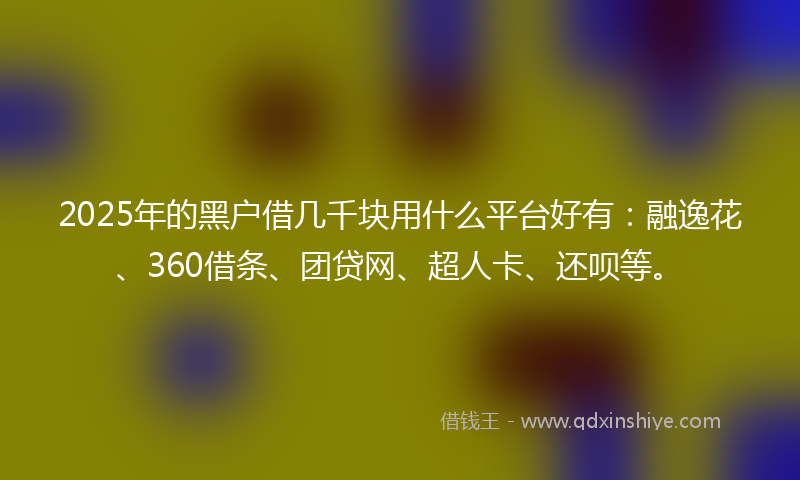 2025年的黑户借几千块用什么平台好有：融逸花、360借条、团贷网、超人卡、还呗等。