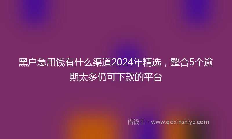 黑户急用钱有什么渠道2024年精选,整合5个逾期太多仍可下款的平台