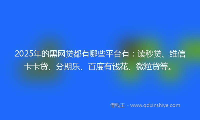 2025年的黑网贷都有哪些平台有：读秒贷、维信卡卡贷、分期乐、百度有钱花、微粒贷等。
