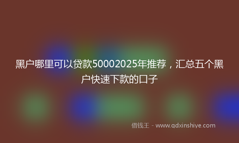 黑户哪里可以贷款50002025年推荐，汇总五个黑户快速下款的口子