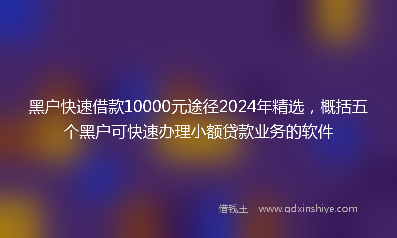 黑户快速借款10000元途径2024年精选，概括五个黑户可快速办理小额贷款业务的软件