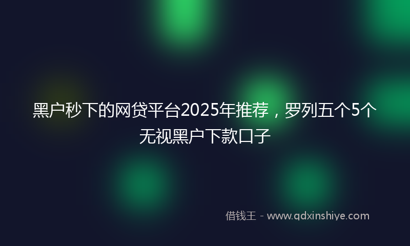 黑户秒下的网贷平台2025年推荐，罗列五个5个无视黑户下款口子