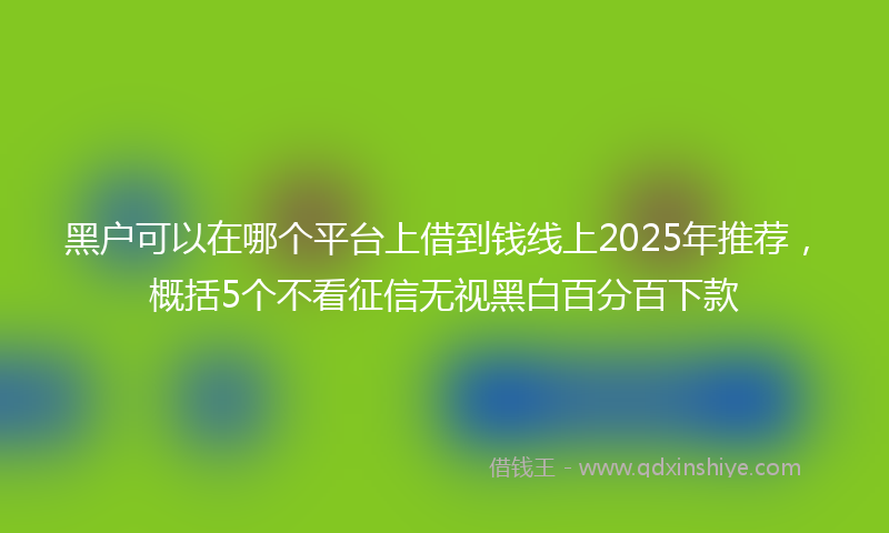 黑户可以在哪个平台上借到钱线上2025年推荐，概括5个不看征信无视黑白百分百下款