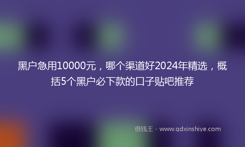 黑户急用10000元，哪个渠道好2024年精选，概括5个黑户必下款的口子贴吧推荐