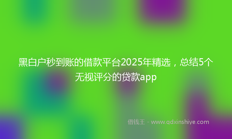黑白户秒到账的借款平台2025年精选，总结5个无视评分的贷款app