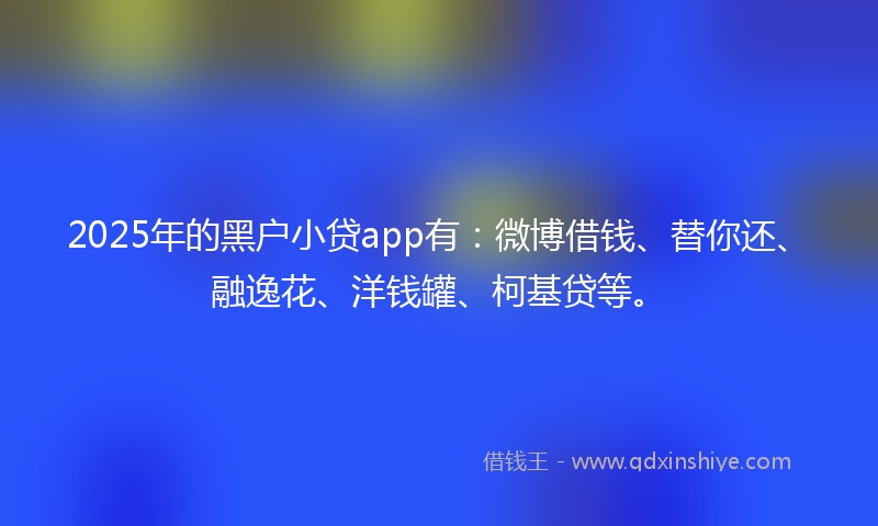 2025年的黑户小贷app有：微博借钱、替你还、融逸花、洋钱罐、柯基贷等。