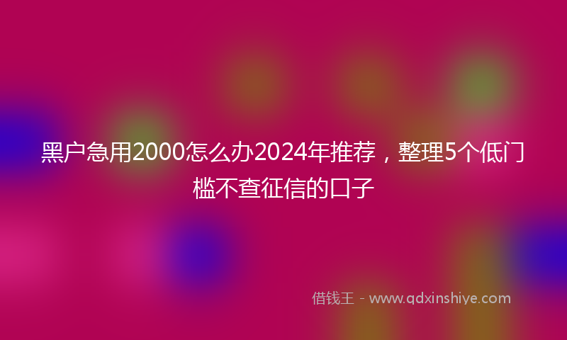 黑户急用2000怎么办2024年推荐，整理5个低门槛不查征信的口子