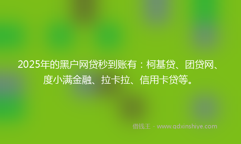 2025年的黑户网贷秒到账有：柯基贷、团贷网、度小满金融、拉卡拉、信用卡贷等。