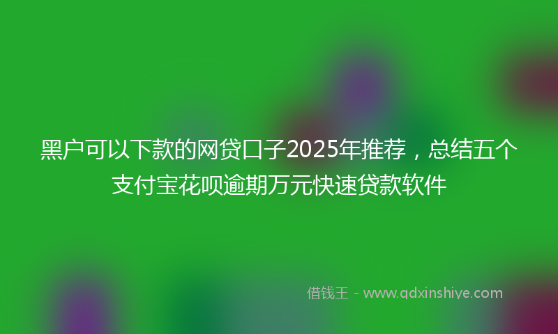 黑户可以下款的网贷口子2025年推荐，总结五个支付宝花呗逾期万元快速贷款软件