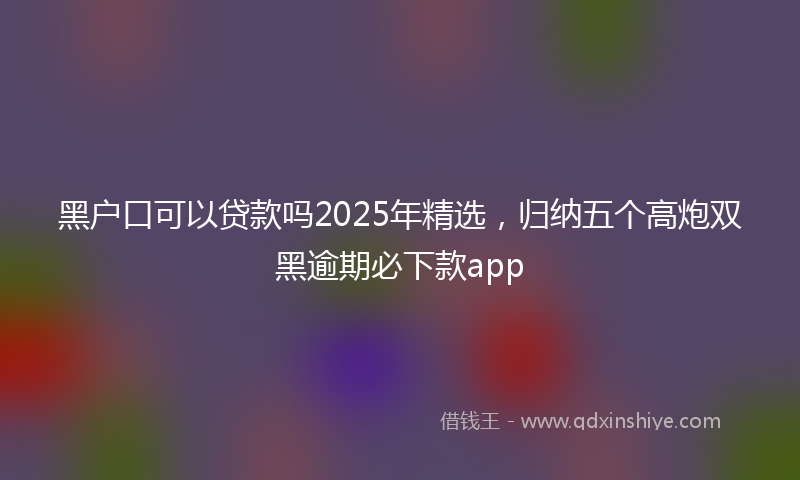 黑户口可以贷款吗2025年精选，归纳五个高炮双黑逾期必下款app