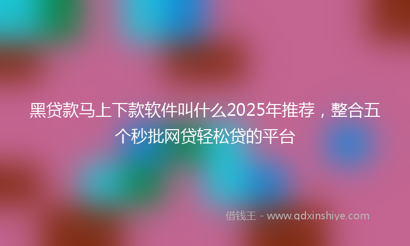 黑贷款马上下款软件叫什么2025年推荐，整合五个秒批网贷轻松贷的平台