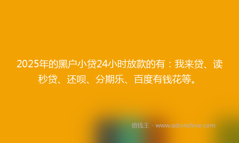 2025年的黑户小贷24小时放款的有：我来贷、读秒贷、还呗、分期乐、百度有钱花等。