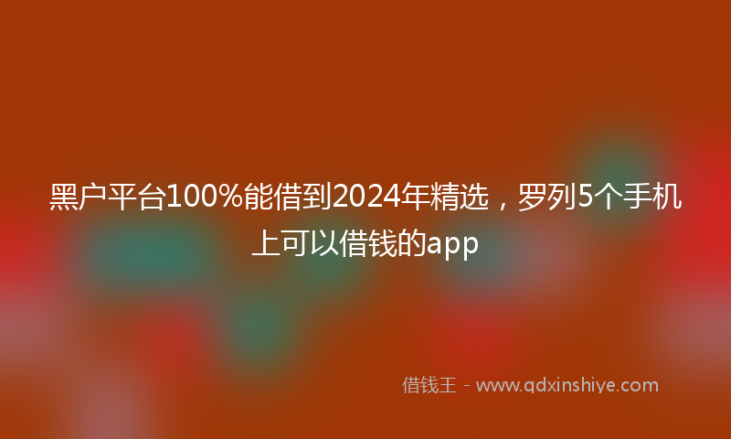 黑户平台100%能借到2024年精选，罗列5个手机上可以借钱的app