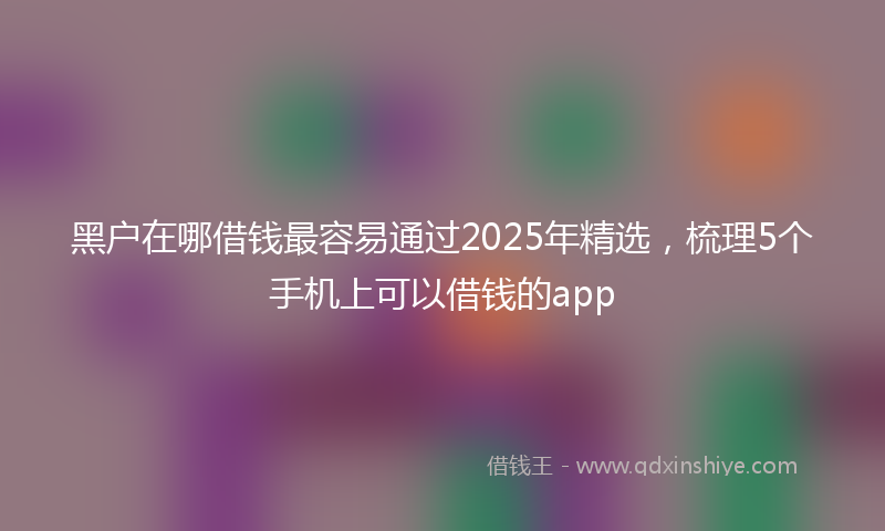 黑户在哪借钱最容易通过2025年精选，梳理5个手机上可以借钱的app