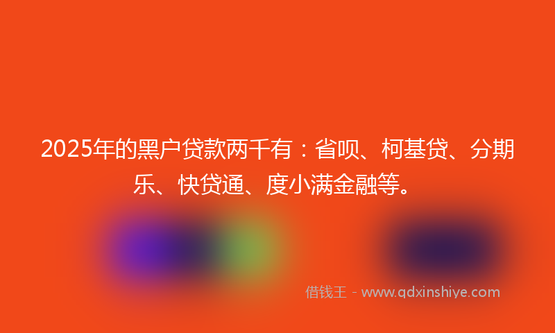 2025年的黑户贷款两千有：省呗、柯基贷、分期乐、快贷通、度小满金融等。