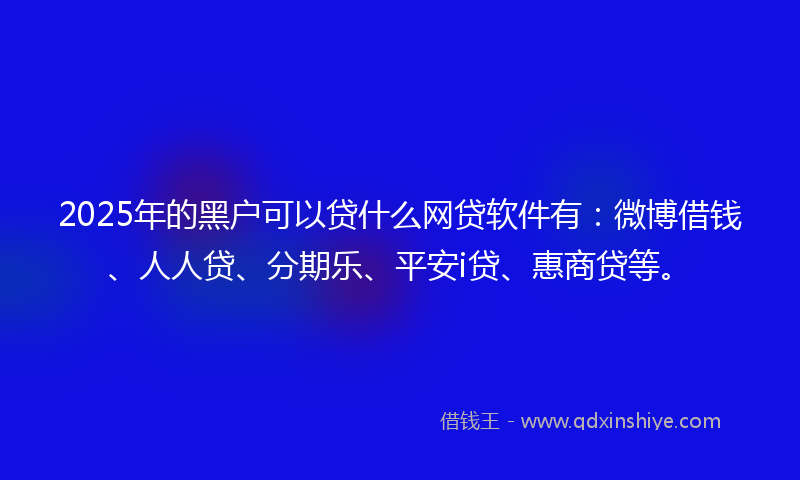 2025年的黑户可以贷什么网贷软件有：微博借钱、人人贷、分期乐、平安i贷、惠商贷等。