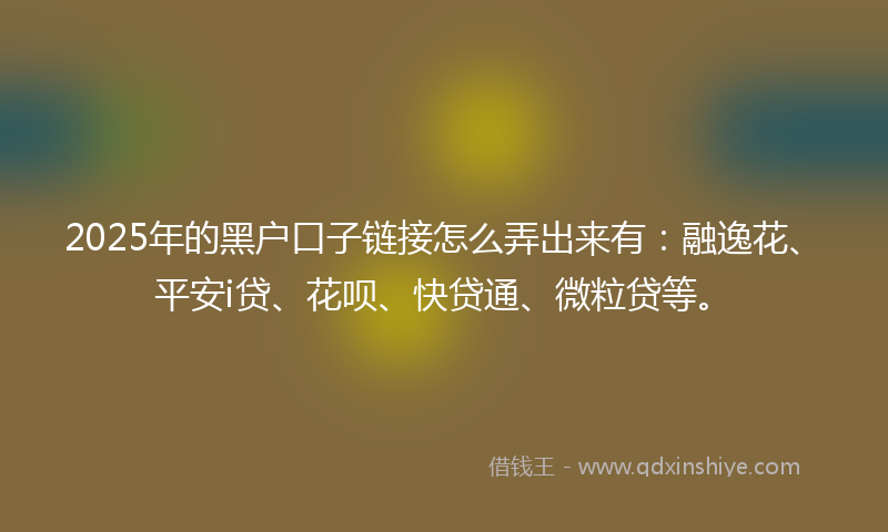 2025年的黑户口子链接怎么弄出来有：融逸花、平安i贷、花呗、快贷通、微粒贷等。