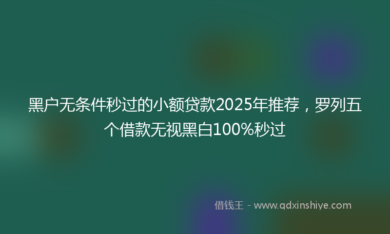黑户无条件秒过的小额贷款2025年推荐，罗列五个借款无视黑白100%秒过