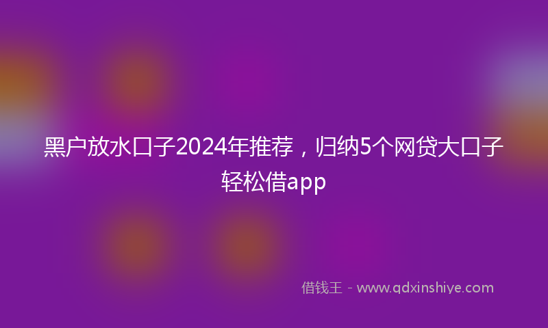 黑户放水口子2024年推荐，归纳5个网贷大口子轻松借app