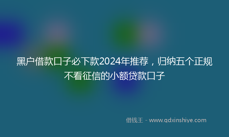 黑户借款口子必下款2024年推荐，归纳五个正规不看征信的小额贷款口子