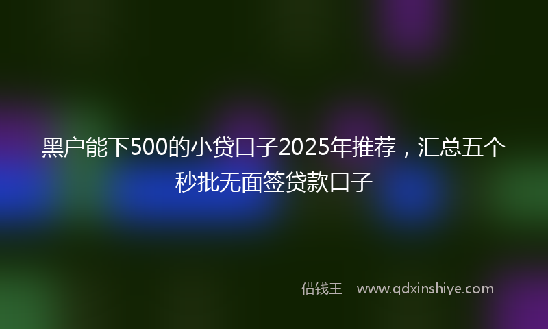 黑户能下500的小贷口子2025年推荐，汇总五个秒批无面签贷款口子