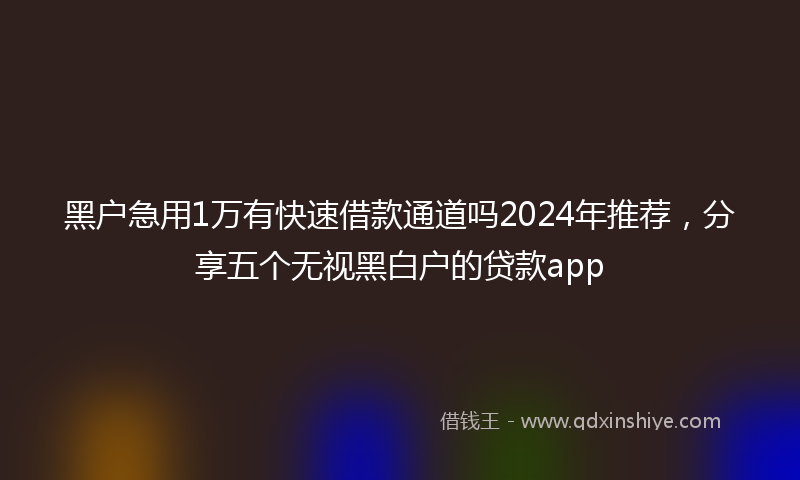 黑户急用1万有快速借款通道吗2024年推荐，分享五个无视黑白户的贷款app