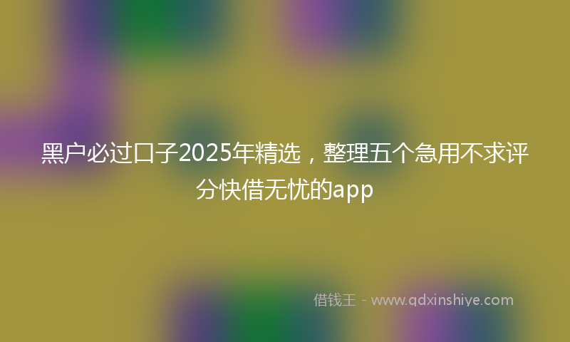 黑户必过口子2025年精选，整理五个急用不求评分快借无忧的app