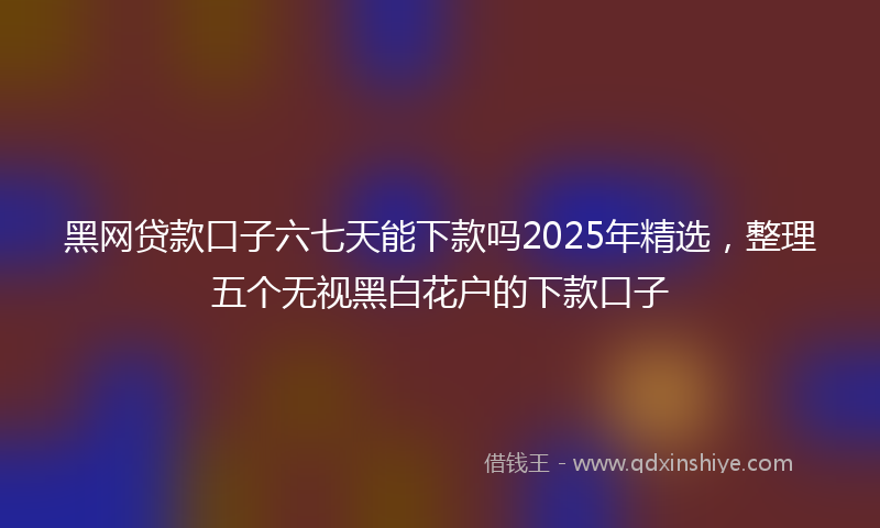 黑网贷款口子六七天能下款吗2025年精选，整理五个无视黑白花户的下款口子